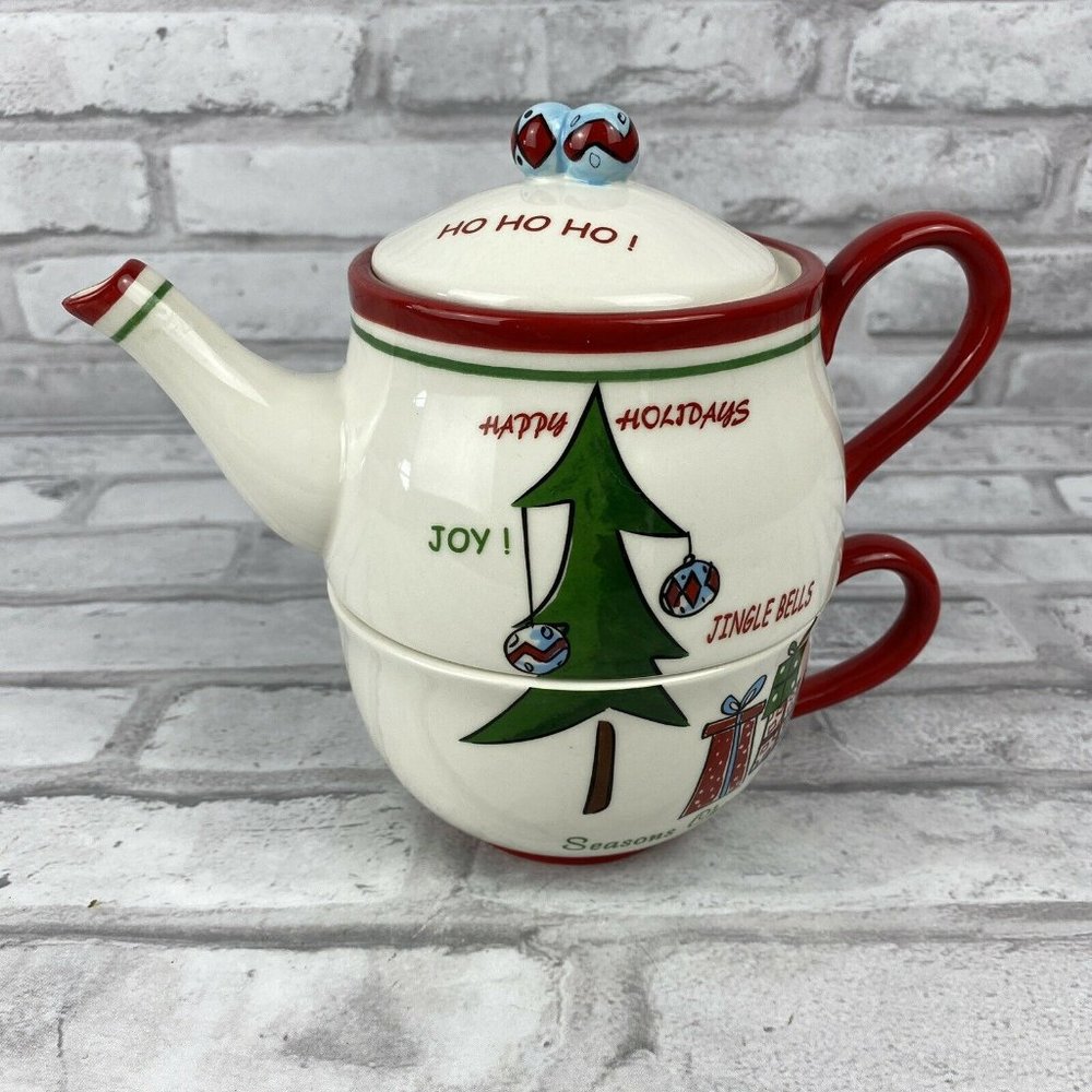Stacking Teapot Mug Set For One Christmas Holidays
